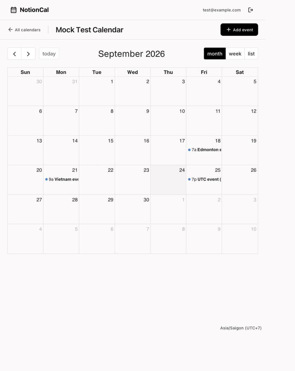 Built-in browser calendar view